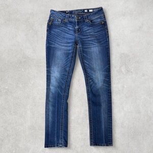 Miss Me Blue Denim Skinny Jeans 💙 | Low-Rise Y2K Streetwear